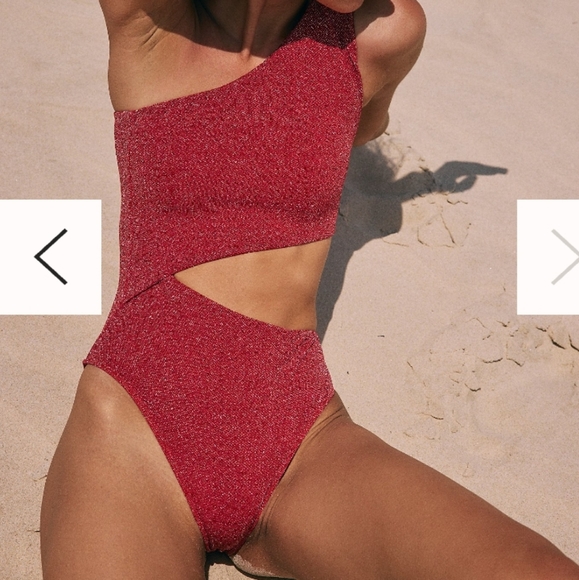 Beach Riot Red One-Shoulder Cutout One Piece - Picture 3 of 4